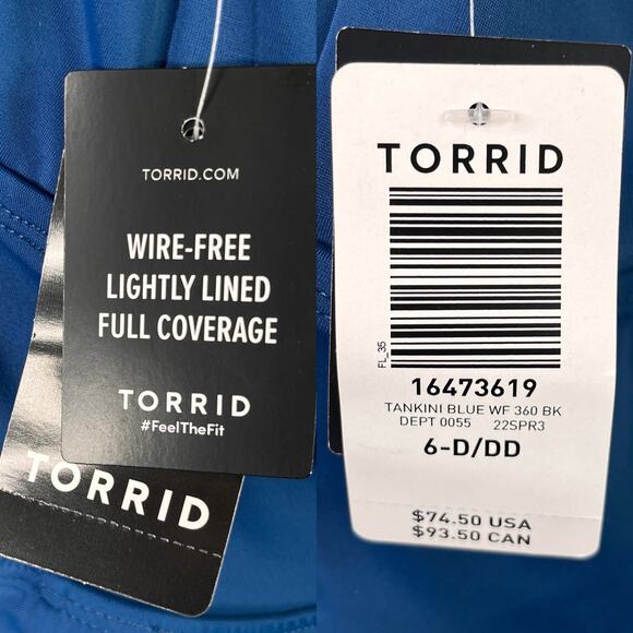 Torrid Wire Free Cross Back Tankini Top Poseidon Blue 6D/DD New - Picture 8 of 13